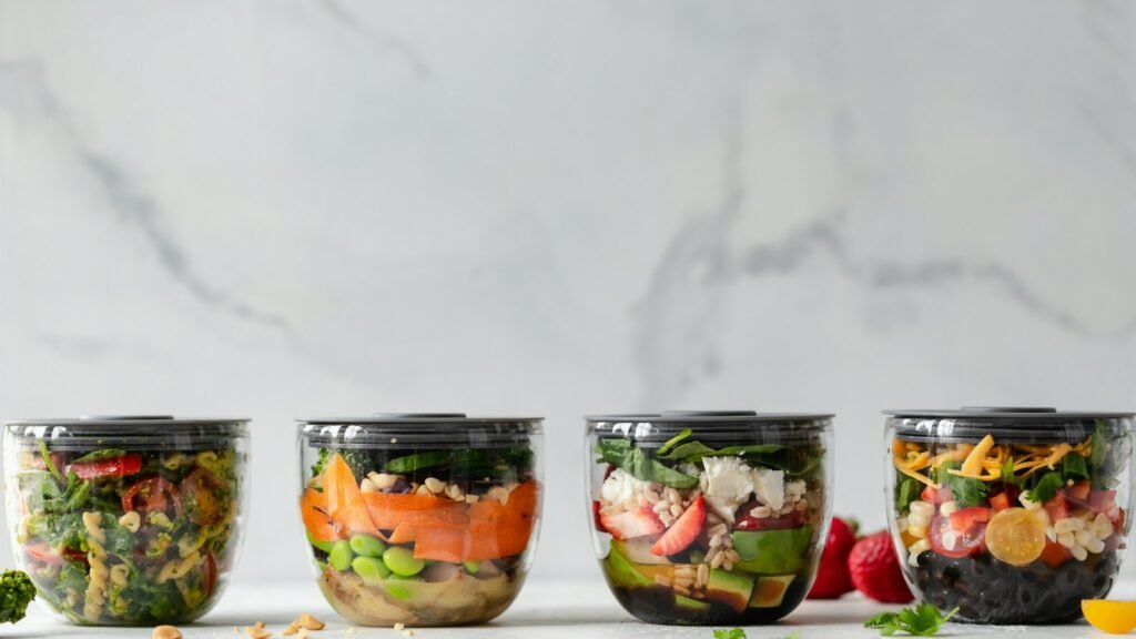Boîtes repas transparentes remplies de légumes